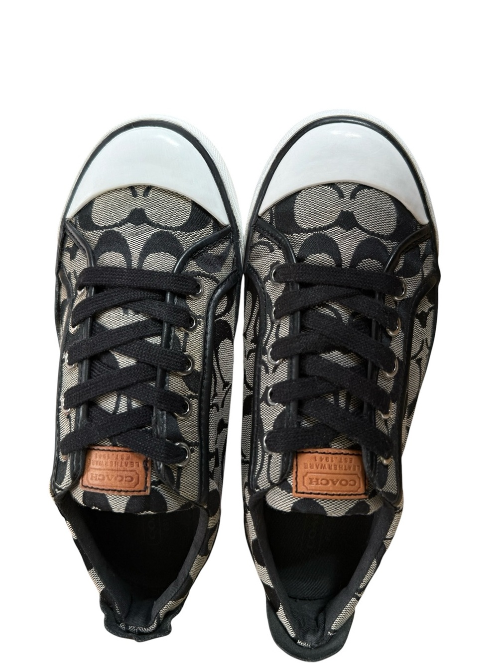 Coach Barrett Signature C Canvas Sneakers Black Gray Womens Size 8.5 - Picture 9 of 16